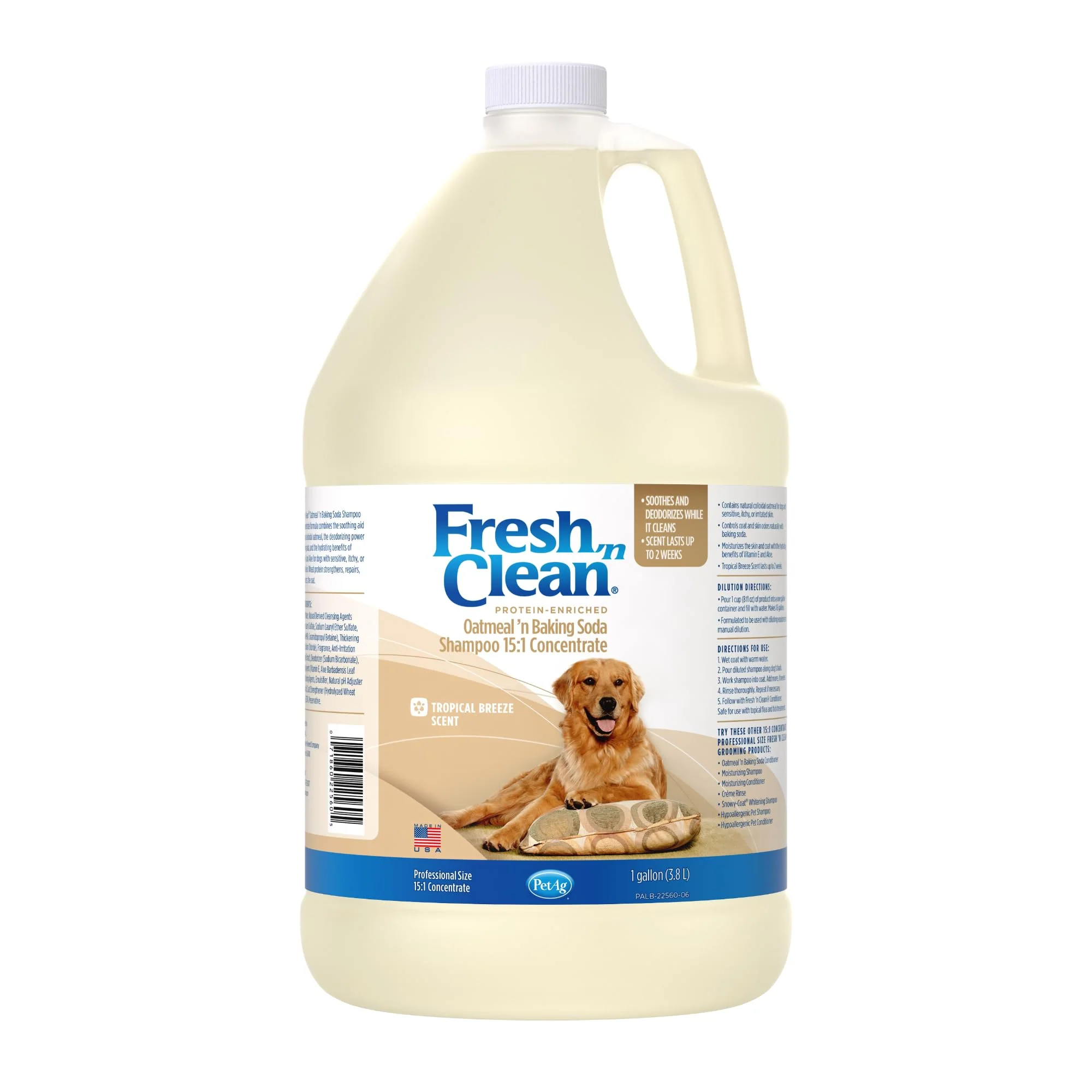 High-Performance PetAg Fresh n Clean Oatmeal n Baking Soda Shampoo – Tropical Fresh 1 Gallon Soap- Vitamin E Aloe Reusable
