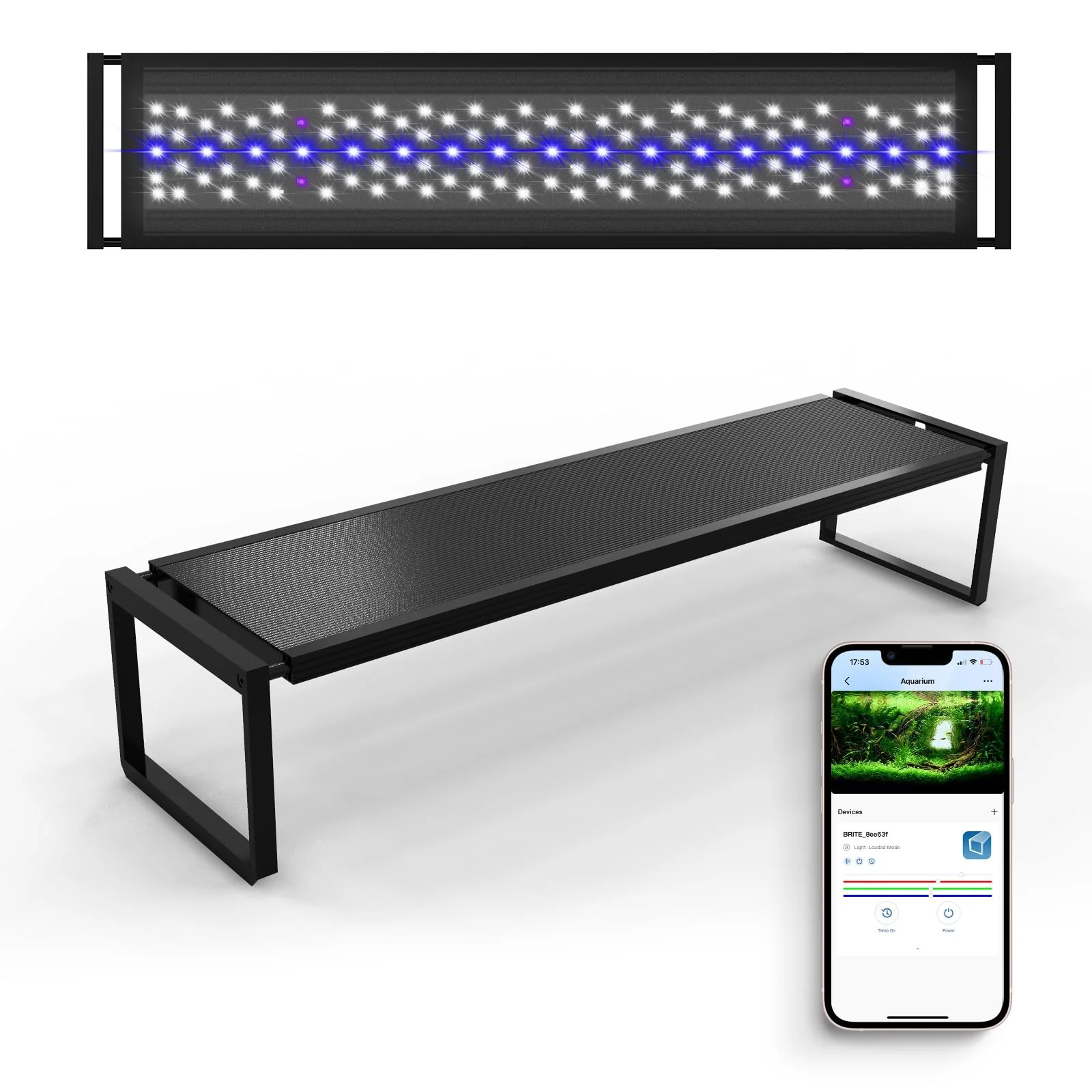 Green FZONE LED Aquarium Light with APP Control for 35-43 inch Planted Tanks 60W Elegant