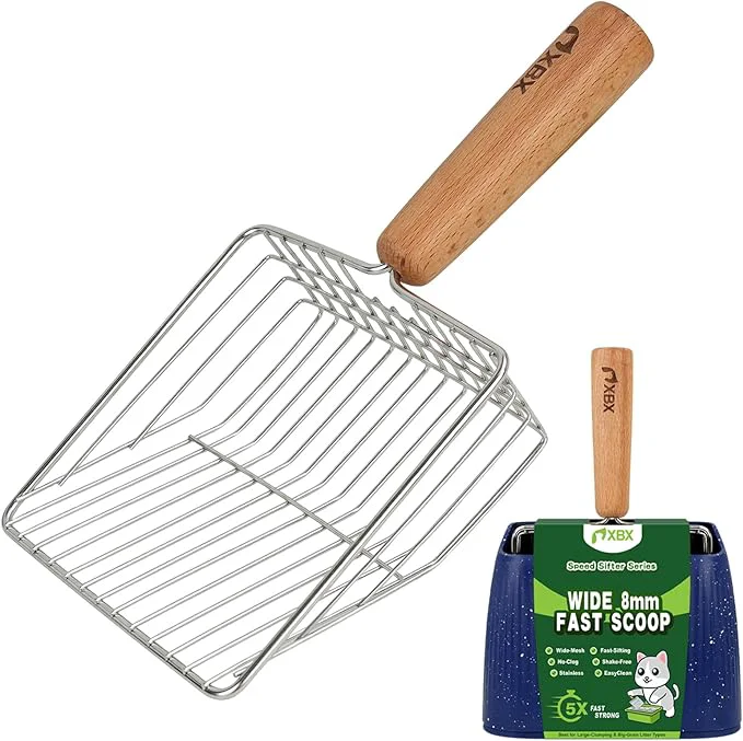 Soft XBX Cat Litter Scoop with Holder Sturdy Stainless Steel Litter Scooper Fast