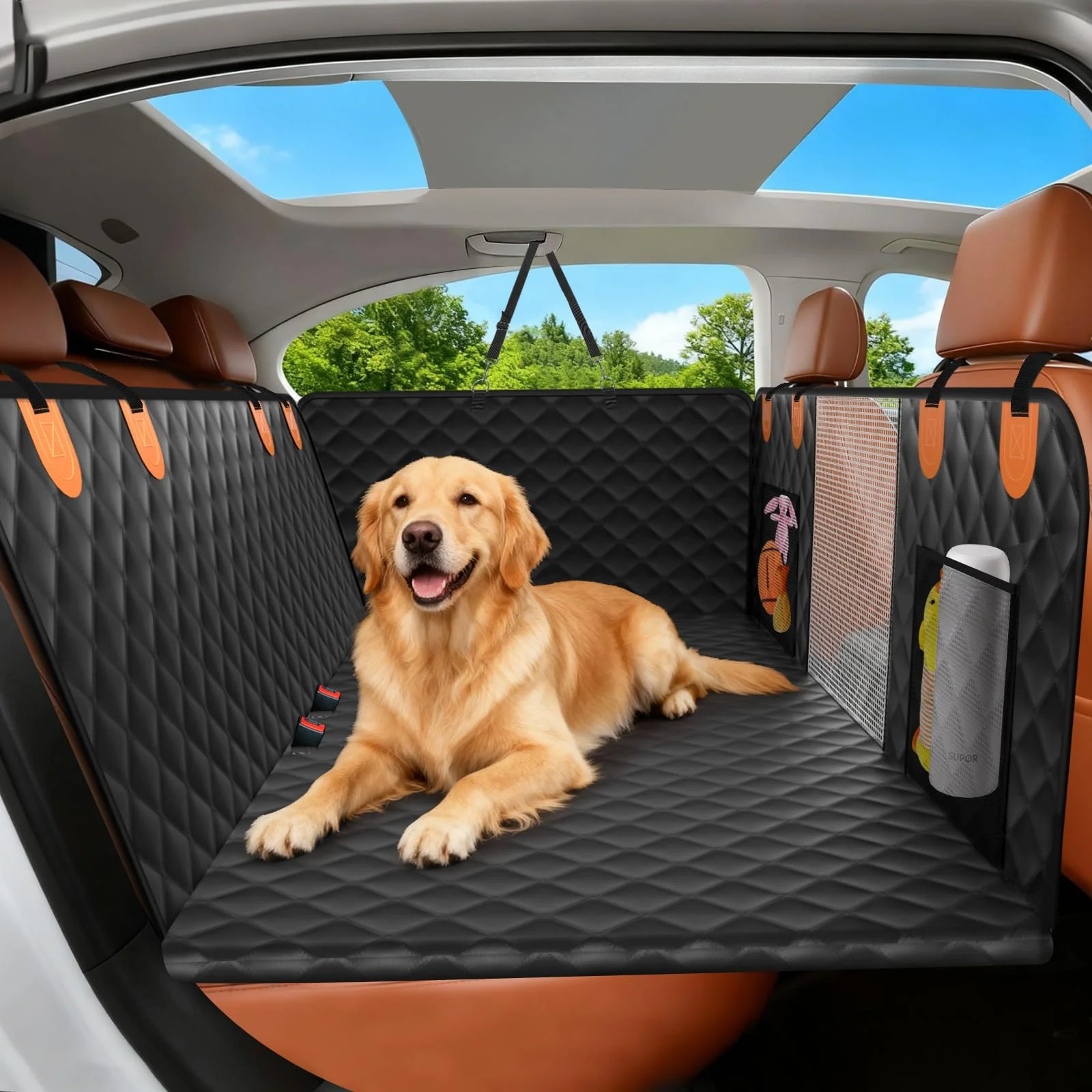 Fine Crafted CUIO Dog Seat Cover – Back Seat Extender Waterproof 500 lbs Green