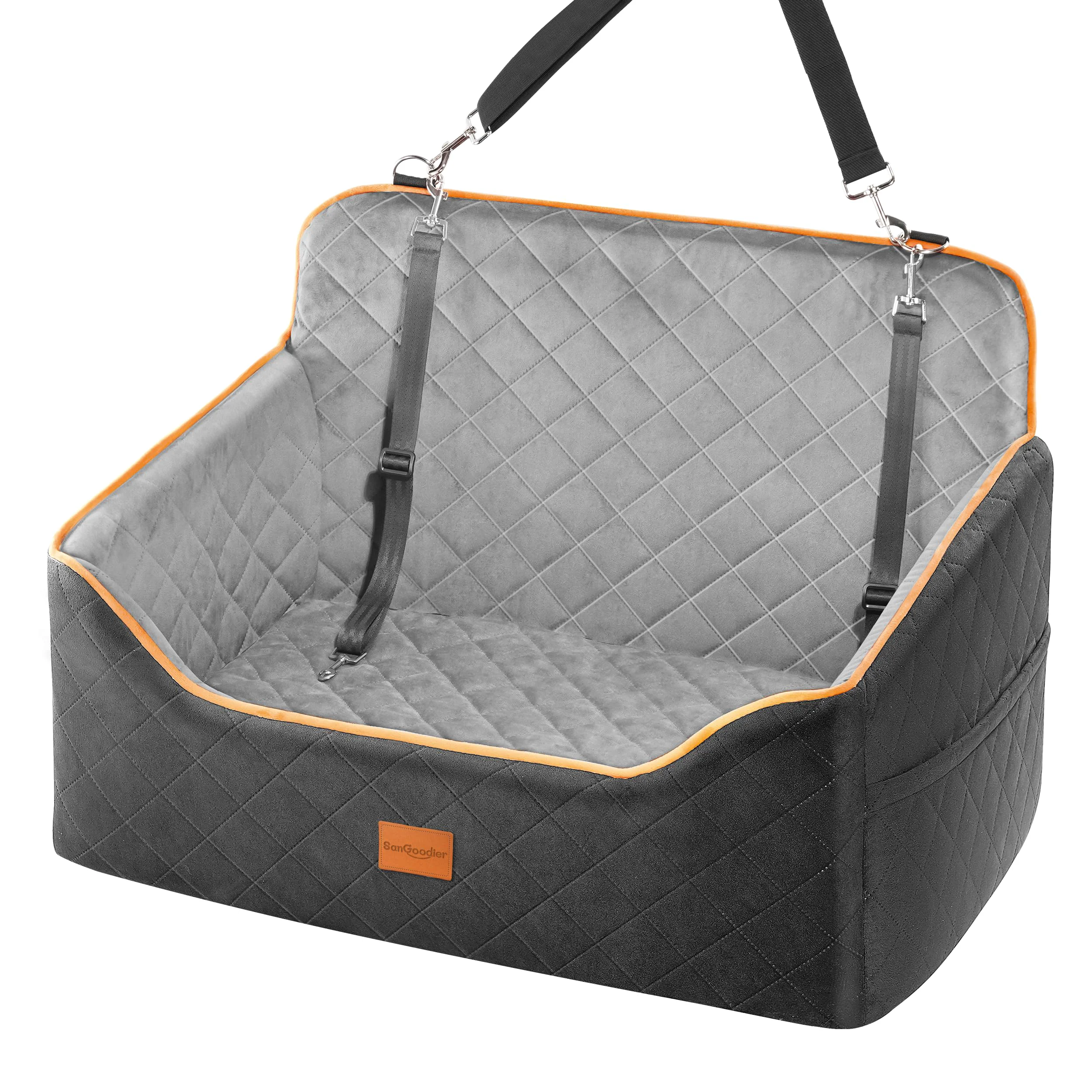 Smart Sangoodier Dog Car Seat for Medium Dogs – Waterproof Booster Bed with 2 Safety Straps Up to 55 lbs Sophisticated