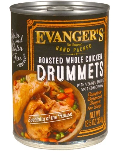 Premium Material Evanger's Roasted Chicken Drumette Canned Dog Food – 13.2 oz Can 12-Pack Outstanding