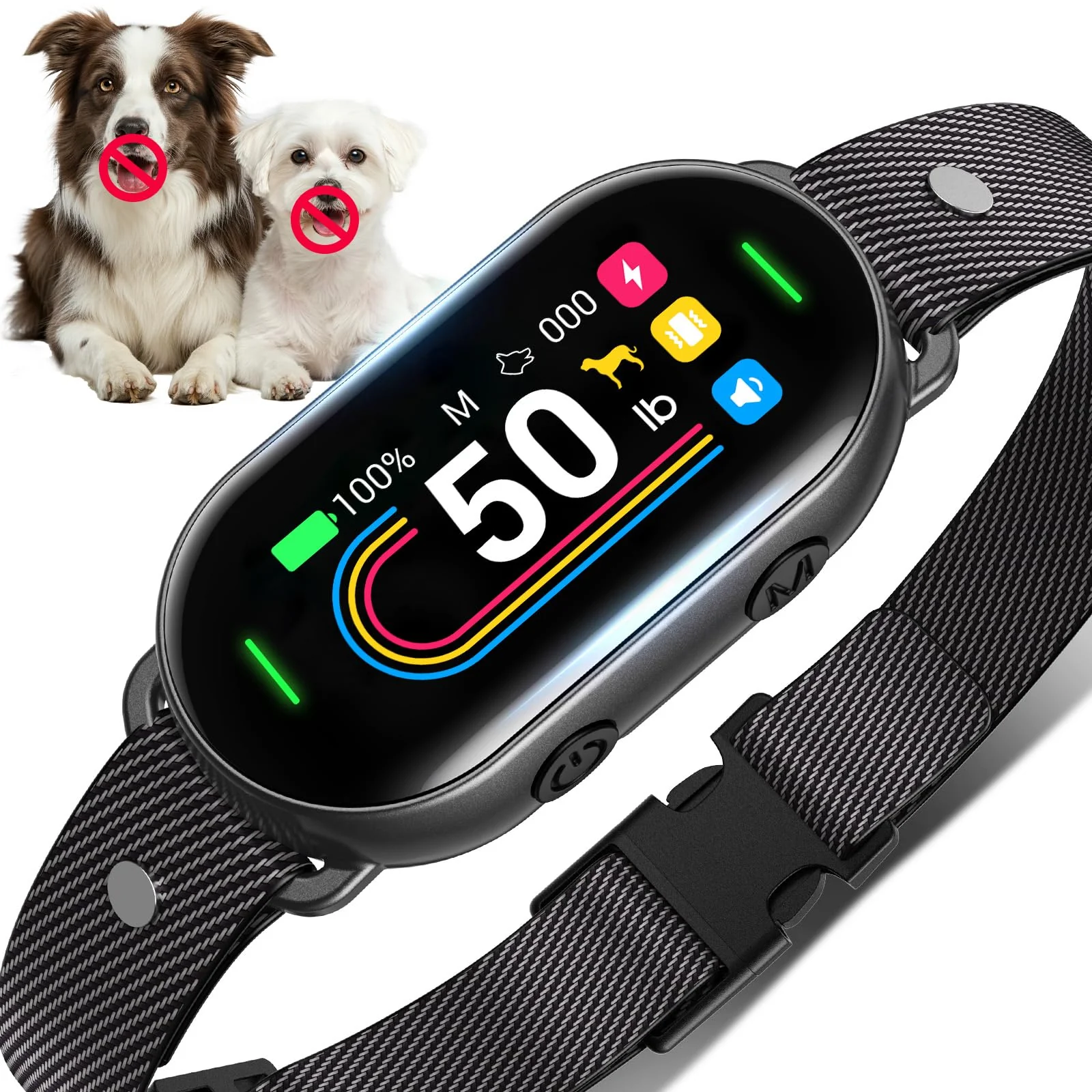 Genuine SKBAK Smart Dog Bark Collar - Adjustable Training Collar for 10-100 lbs Dogs 4 Modes 8 Sensitivity Levels IP67 Waterproof Black Expertly Made