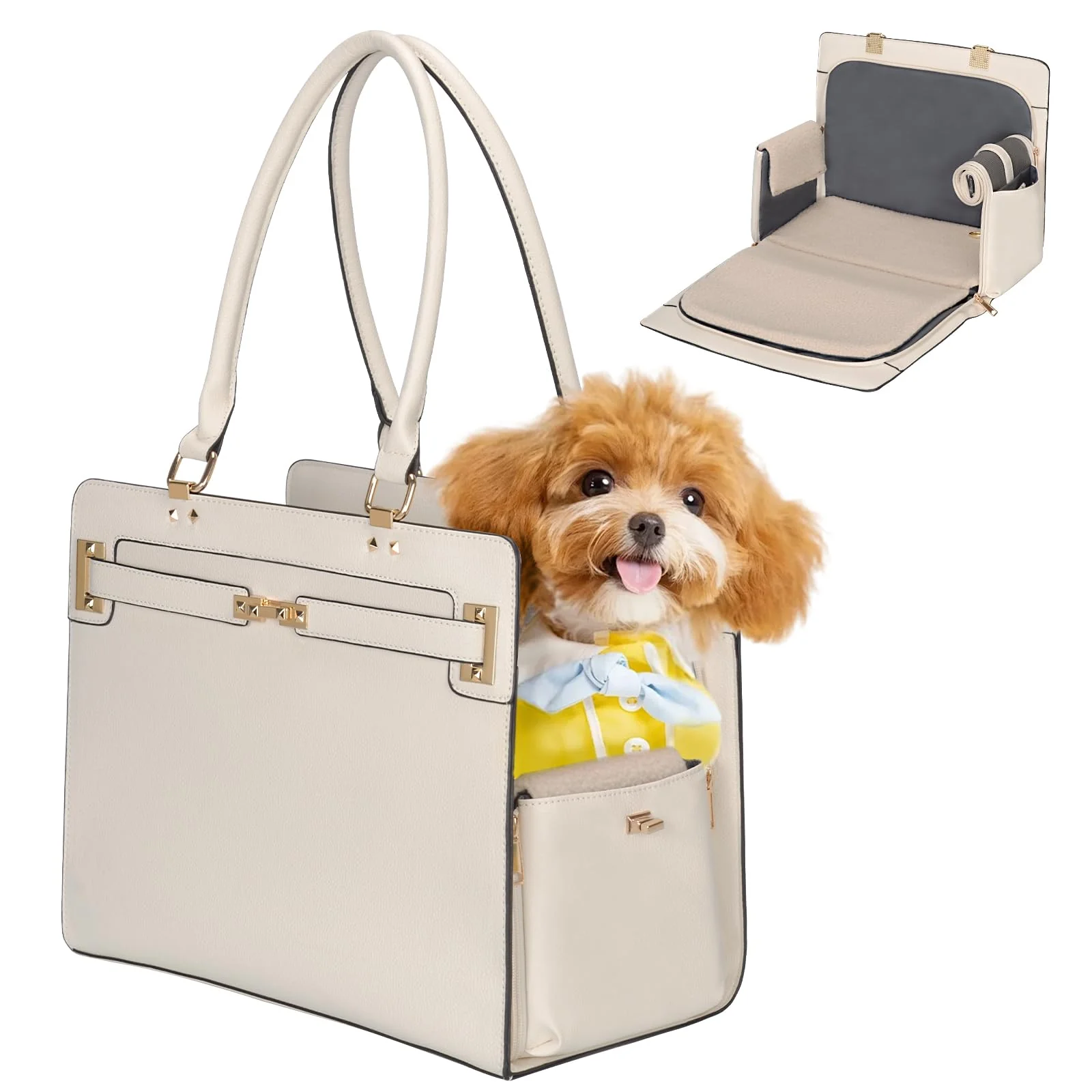 Genuine Minsong 2-in-1 Stylish Dog Purse Carrier Soft-Sided Travel Tote for Small Pets Secure