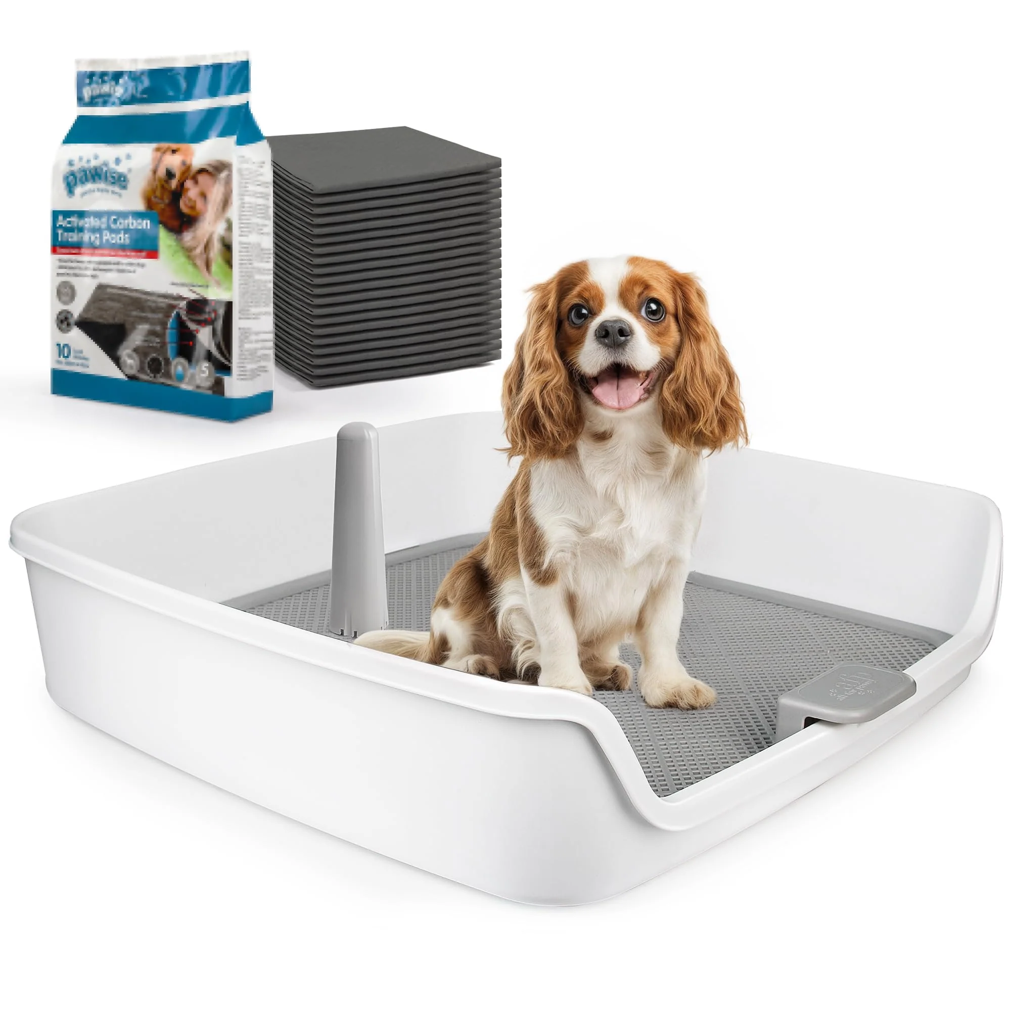 Refined ALL FOR PAWS Dog Pee Pad Holder with Removable Post – Indoor Potty Tray for Small to Medium Dogs Secure