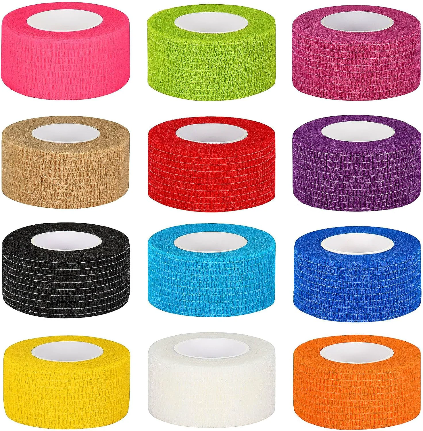 Excellent 12 Pack Self Adhesive Bandage Wrap 1 Inch Cohesive Bandage Self Adherent Vet Wrap for Dog Pets Elastic Bandage Finger Tape Self Stick Wrap for First Aid Sports Athletic Tape Mixed Colors Top-Quality