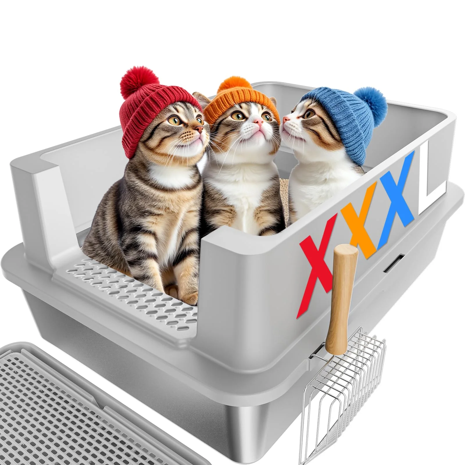 Safe YIZFERN 28-inch Stainless Steel Litter Box – Extra Large XXXL for Multi-Cats High Sides Leak-Proof Fine Crafted