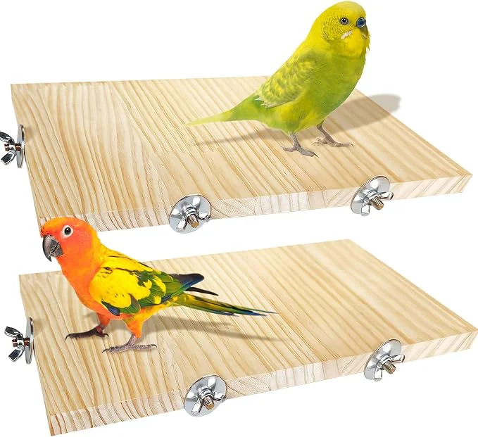 Carefully Designed 2PCS 13.8x7.9 inches Large Bird Perch Stand Wooden Parakeet Stand Platform Practical