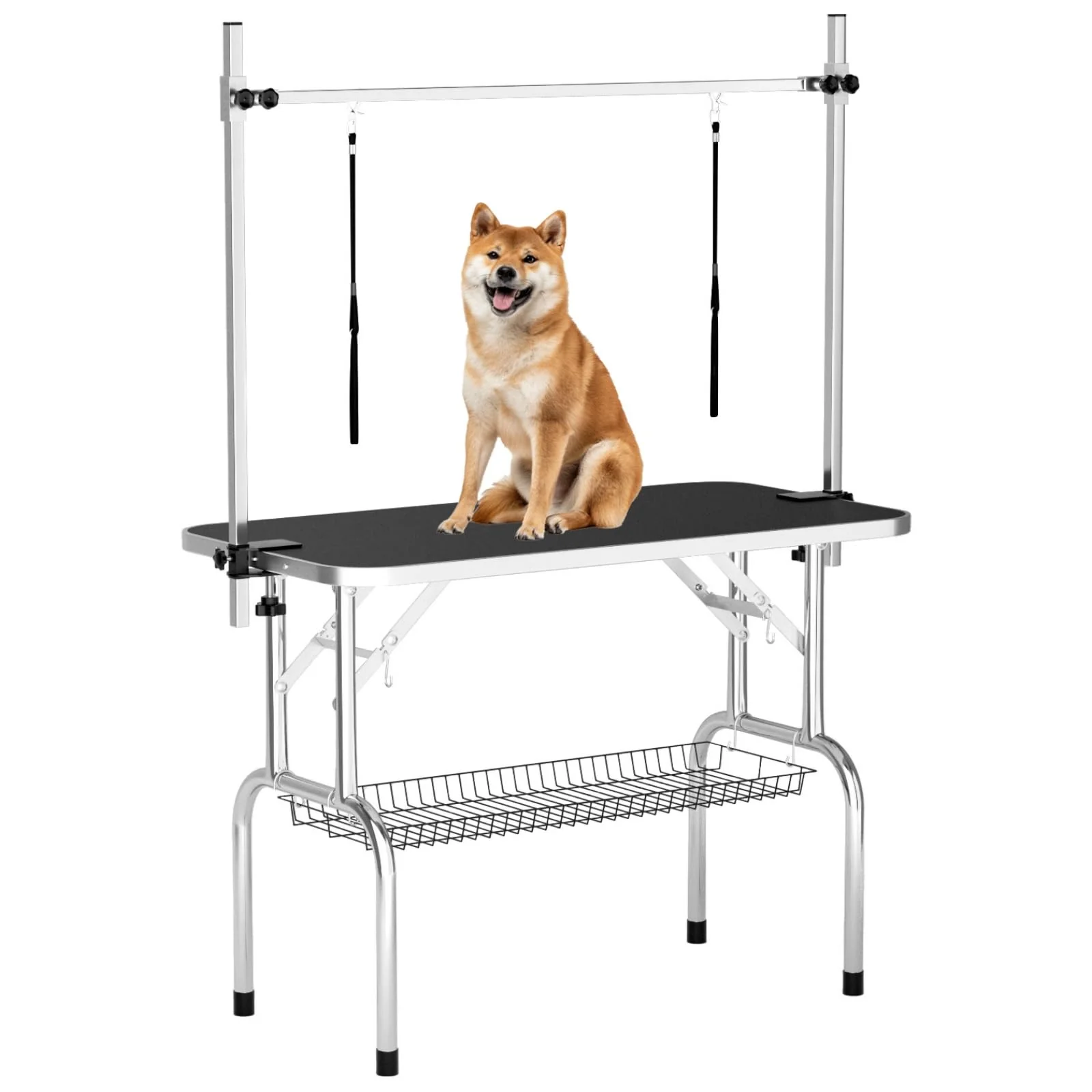 Stylish ynhunreth 46'' Dog Grooming Table for Large Dogs – Foldable Adjustable Arm 330lb Capacity Fast