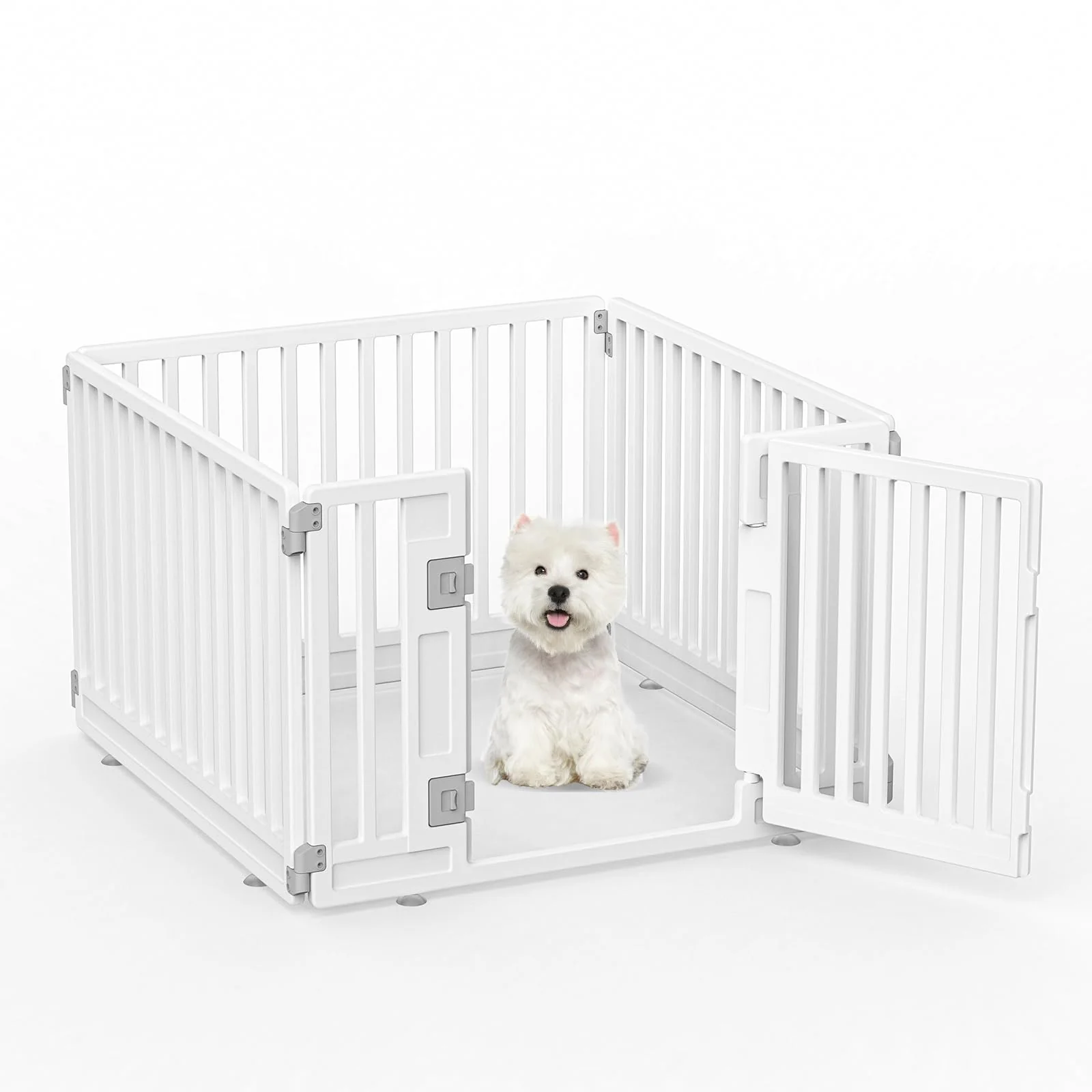 Premium Material GumiSeao Pet Playpen with Door Foldable 4-Panel Puppy Fence for Indoor Outdoor High-Performance