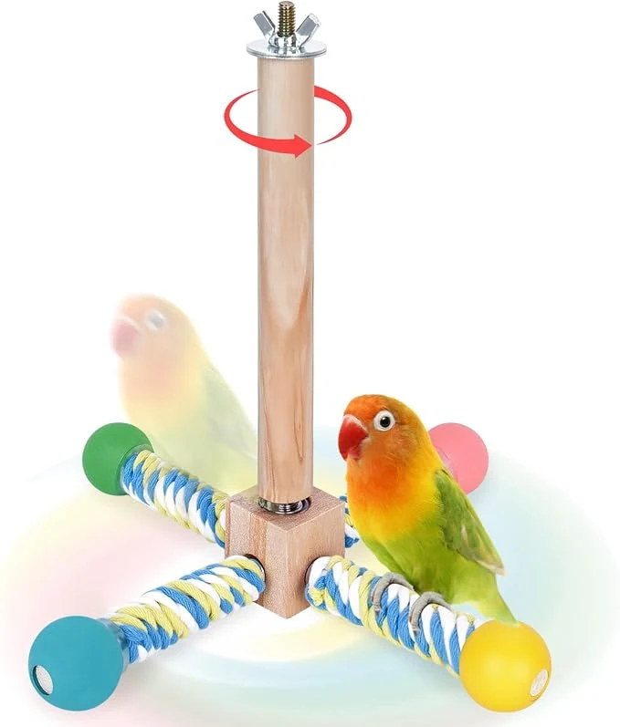 Comfortable Bird Perch Toy Parrot 360° Interactive Rotating Toy Fine Crafted