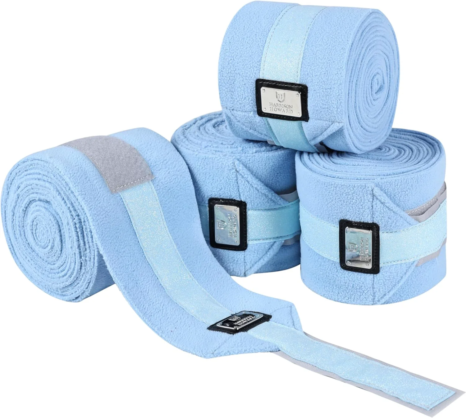 User-Friendly Harrison Howard Horse Polo Wraps Upgrade with Bling Leg Wraps for Horses 4-Pack Fleece Leg Wraps Stable Supplies Ice Blue M Enhanced