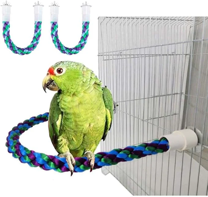 Sophisticated 2Pcs 11.8 Bird Rope Perches Bendable Climbing Standing Chew Cage Toys Next-Generation