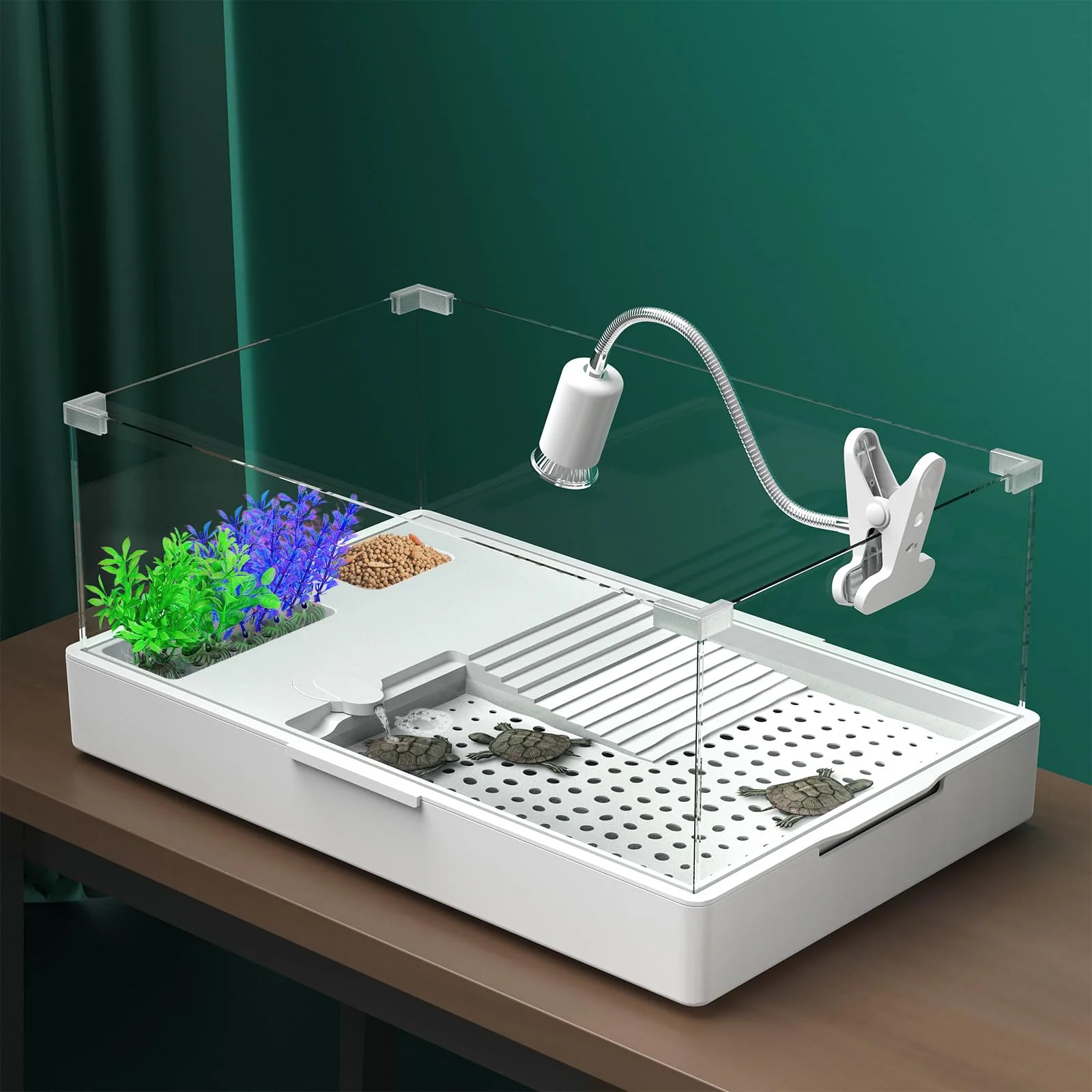 Luxury Geegoods Turtle Tank Acrylic Habitat with Platform for Small Turtles Reptiles Proven
