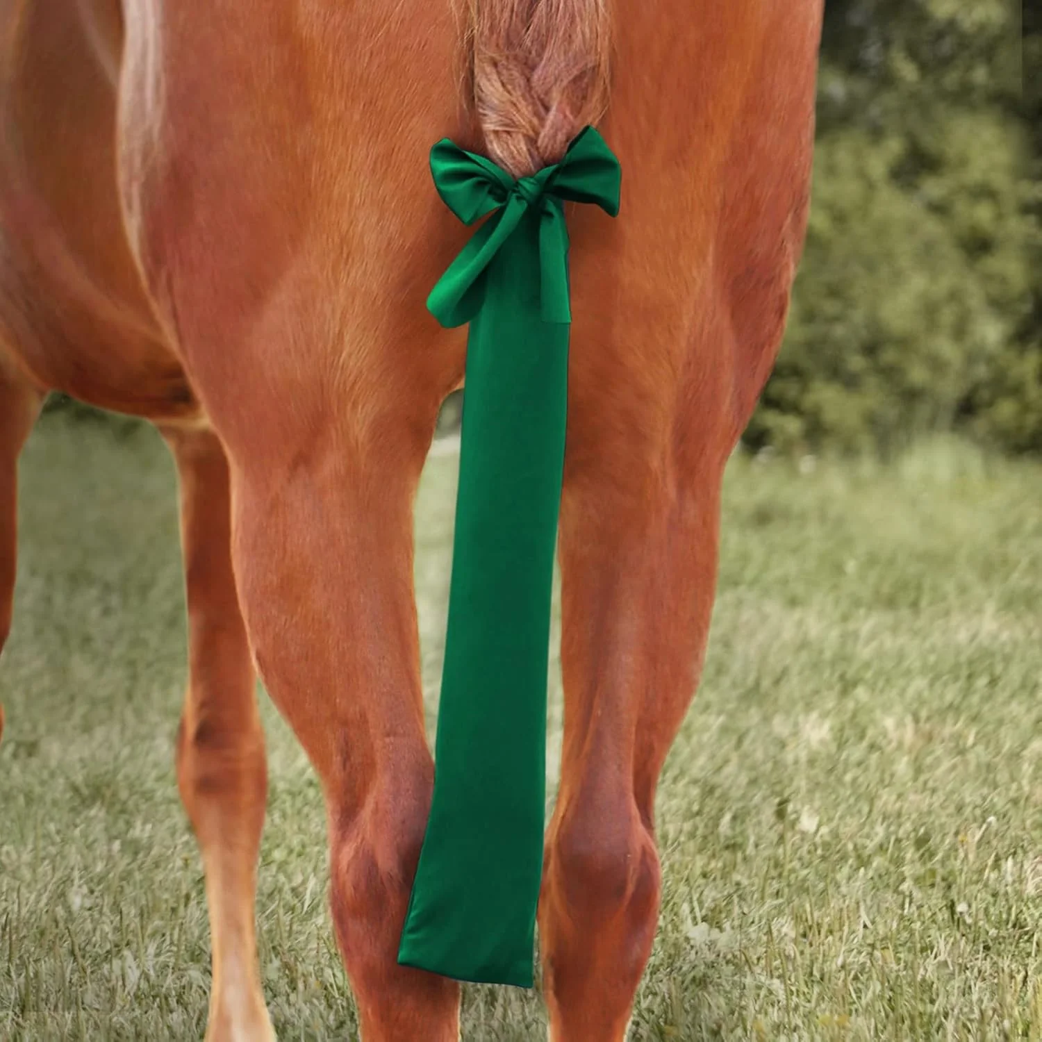 Premium Harrison Howard Stretchy Tail Bag Breathable Horse Tail Guard Slip on Design Protect Horse Tail 2 Strand Closure Straps Keep Tail Clean Protected 22 L Length Makes Grooming Easy-Deep Green Reliable