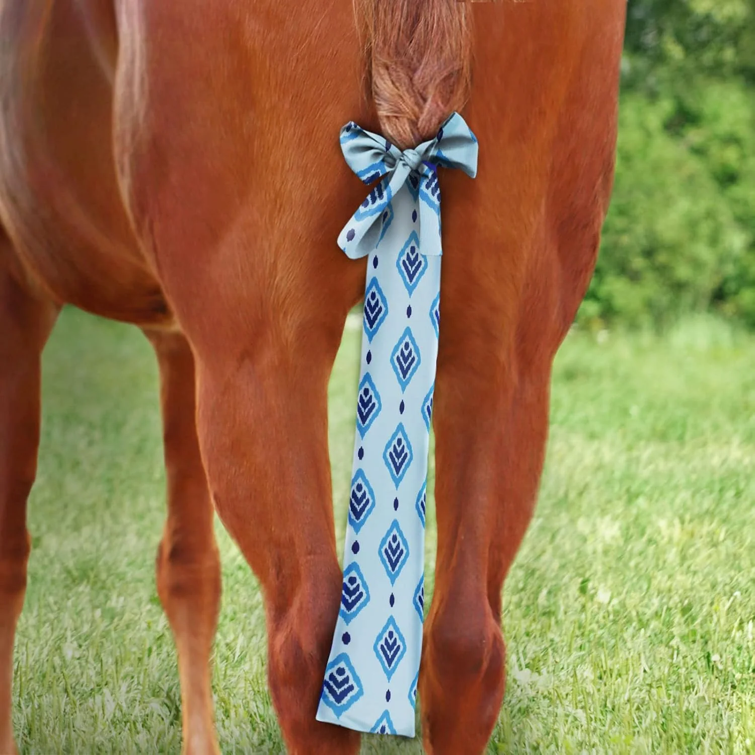Durable Harrison Howard Stretchy Tail Bag Breathable Horse Tail Guard Slip on Design Protect Horse Tail 2 Strand Closure Straps Keep Tail Clean Protected 22 L Length Makes Grooming Easy-Nature Aztec Easy-to-Use