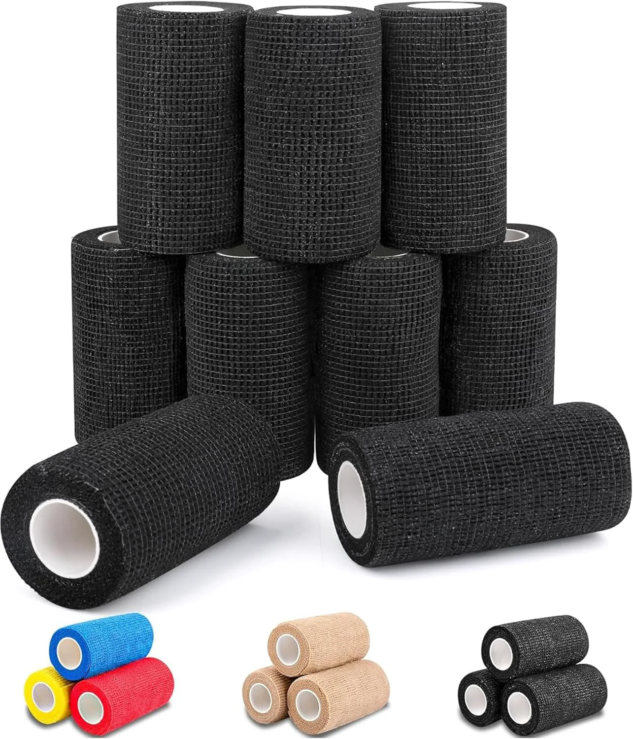 Genuine AZEN 9 Pack Self Adhesive Bandage Wrap 4 X 5 Yards Elastic Cohesive Bandage Wrap Color Athletic Tape Tattoo Grip Tape Wrap Vet Wrap Ankle Tape Responsible