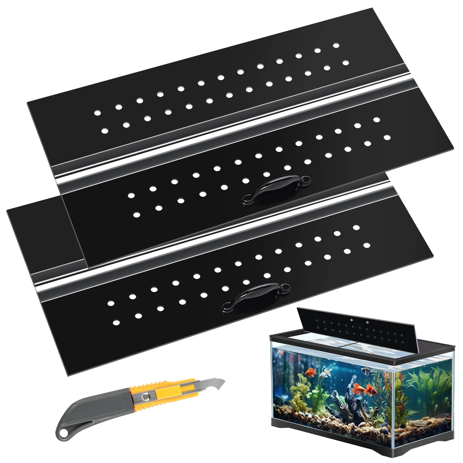 Comfortable Sieral Aquarium Polycarbonate Canopy Set — 2-Piece Lid for 33 40 55 Gallon Tanks with Center Brace Crafted