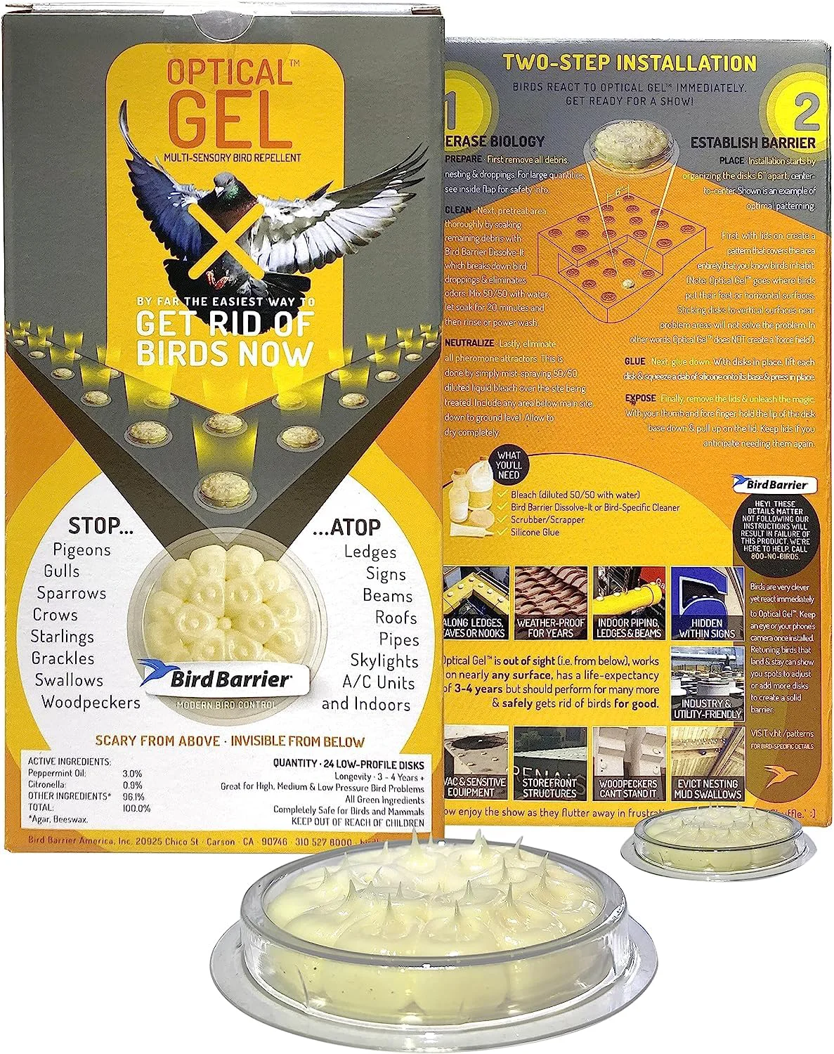 Official Bird Barrier Optical Gel 24 Pack – Natural Multisensory Bird Deterrent First-Class
