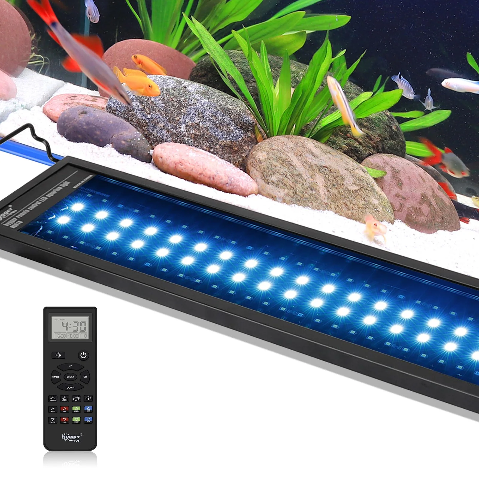 Clean hygger Advanced Remote Control Aquarium Light Full Spectrum LED for Freshwater Planted Tanks Effective