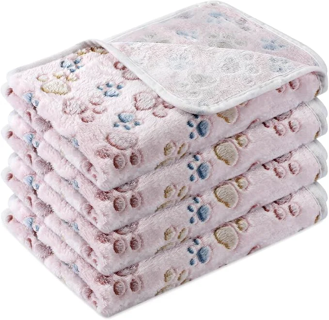 Crafted Tatuo 4 Pcs Dog Blanket for Pet Cat Blankets Indoor Puppy Teething Stuff Toys Stylish