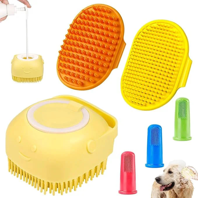 Original Comotech 6PCS Dog Bath Brush Dog Toothbrush Adjustable Handle Shampoo Brush Versatile