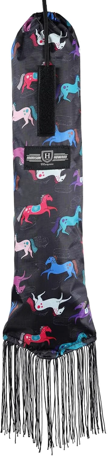 Responsible Harrison Howard Smooth Lightweight Adjustable Fastener Nylon Horse Tail Bag with Fringe Soft