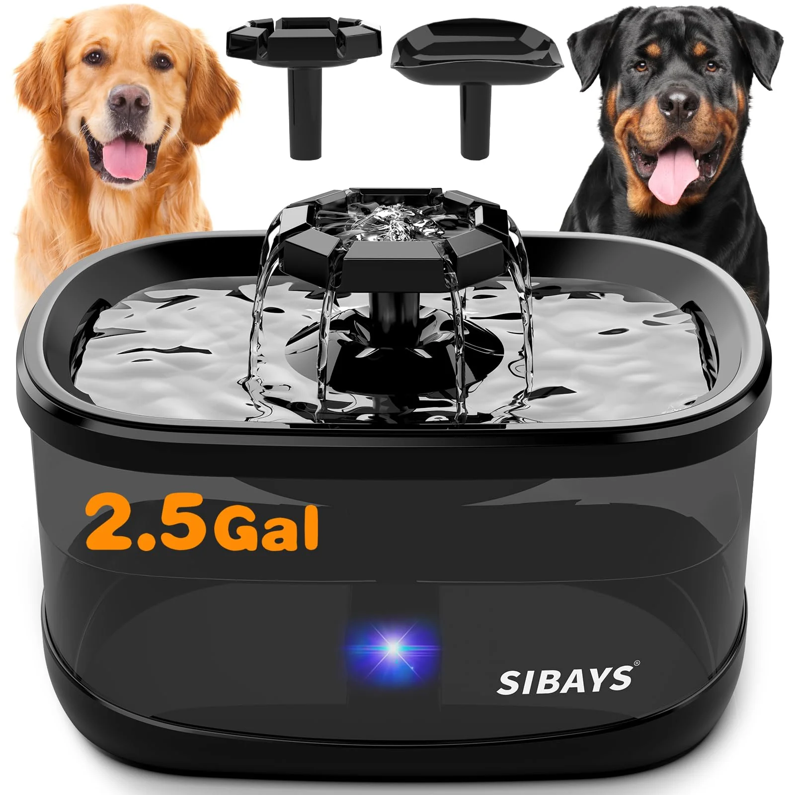 Top-Quality SIBAYS 2.5Gal 9.5L Dog Water Fountain 3 Flow Modes Ultra-Quiet Pump BPA- Large Capacity for Multi-Pet Minimalist