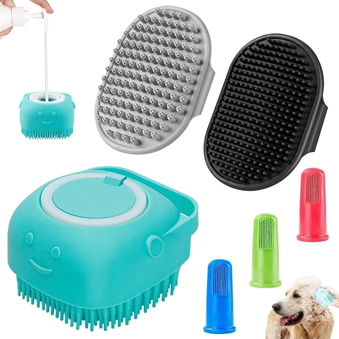 Selected Comotech 6PCS Dog Bath Brush Dog Toothbrush Adjustable Handle Shampoo Brush Natural