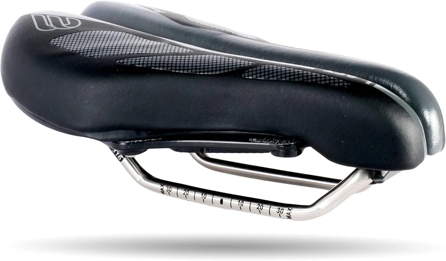 Innovative SRT 2.0 Adjustable Bicycle Saddle Noseless with Titanium Rails Custom Fit Comfort Black w Grey Accents Easy-to-Use