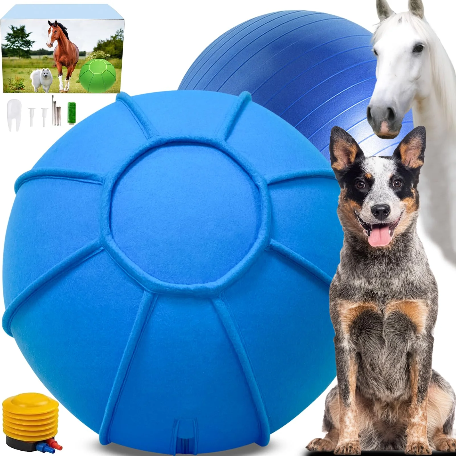 Trendy BabieDtOyG 25-Inch Dual Layer Herding Ball Set for Dogs and Horses – Training Book Blue Next-Generation