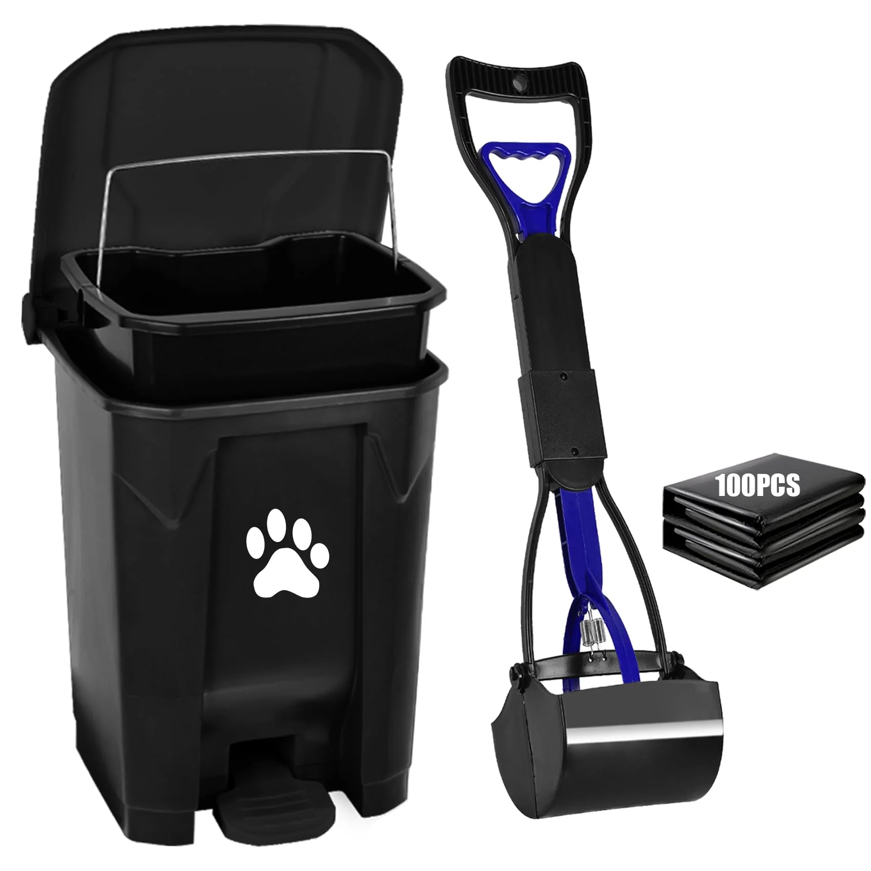 Trusted mayayaday Outdoor Dog Poop Trash Can with Lid – Large Capacity Removable Inner Bin Long-Handle Pooper Scooper Sustainable