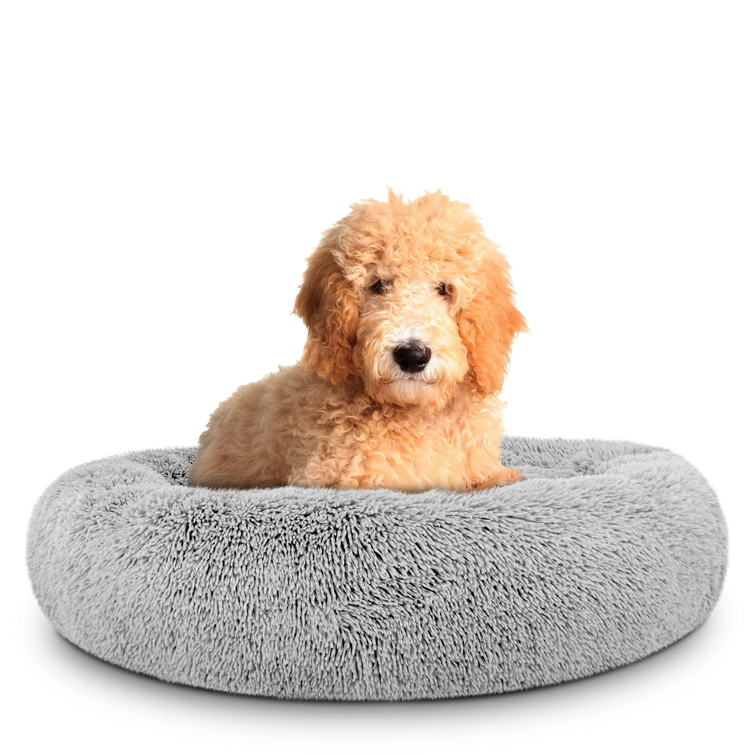 Green The Dog's Bed Sound Sleep – Large Silver Grey Fur Calming Nest Bed Veterinary Exclusive