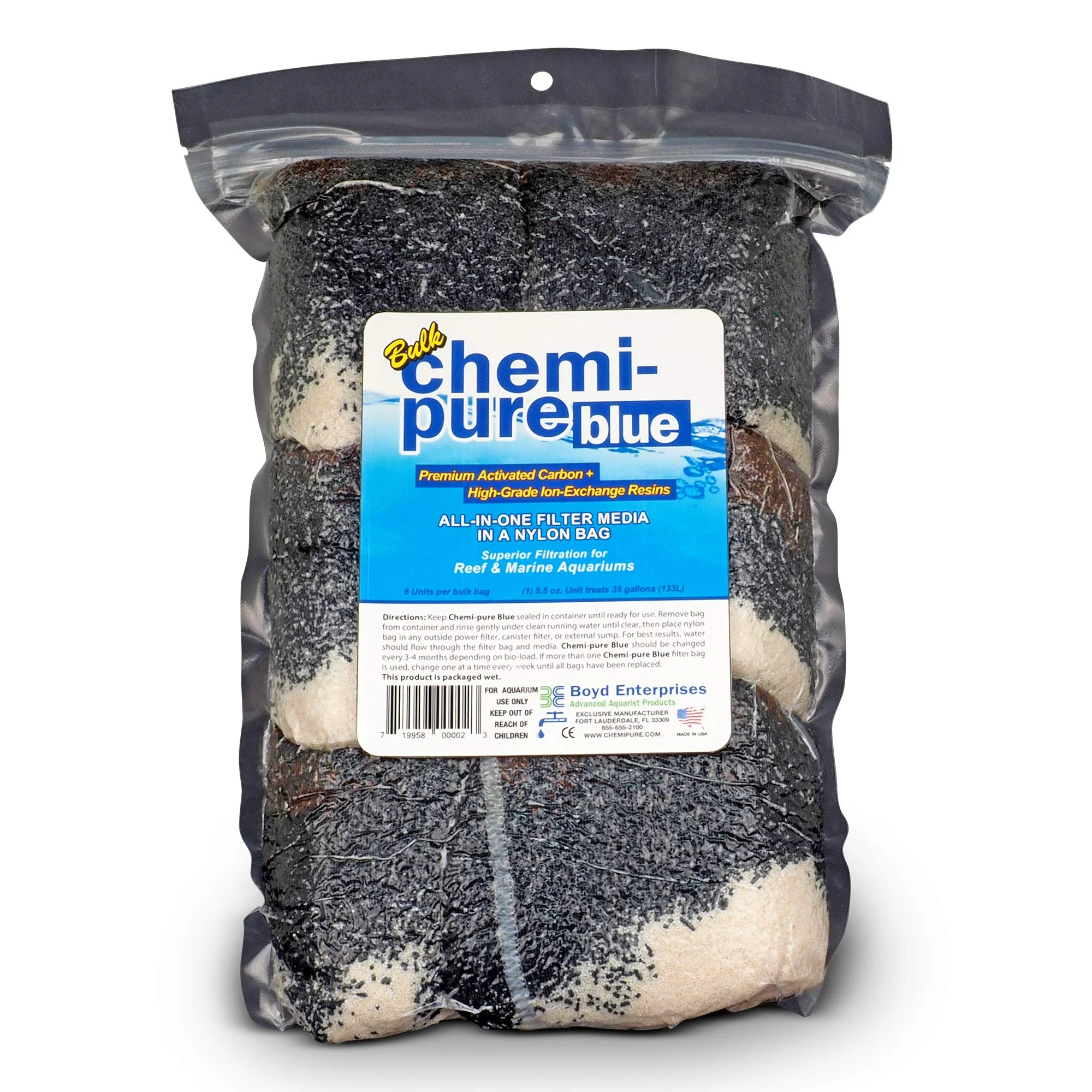 Solid Boyd Chemi-Pure Blue 5.5 oz Bulk 6 Pack - Premium Carbon Ion-Exchange Filtration Media Boyd Enterprises Exceptional