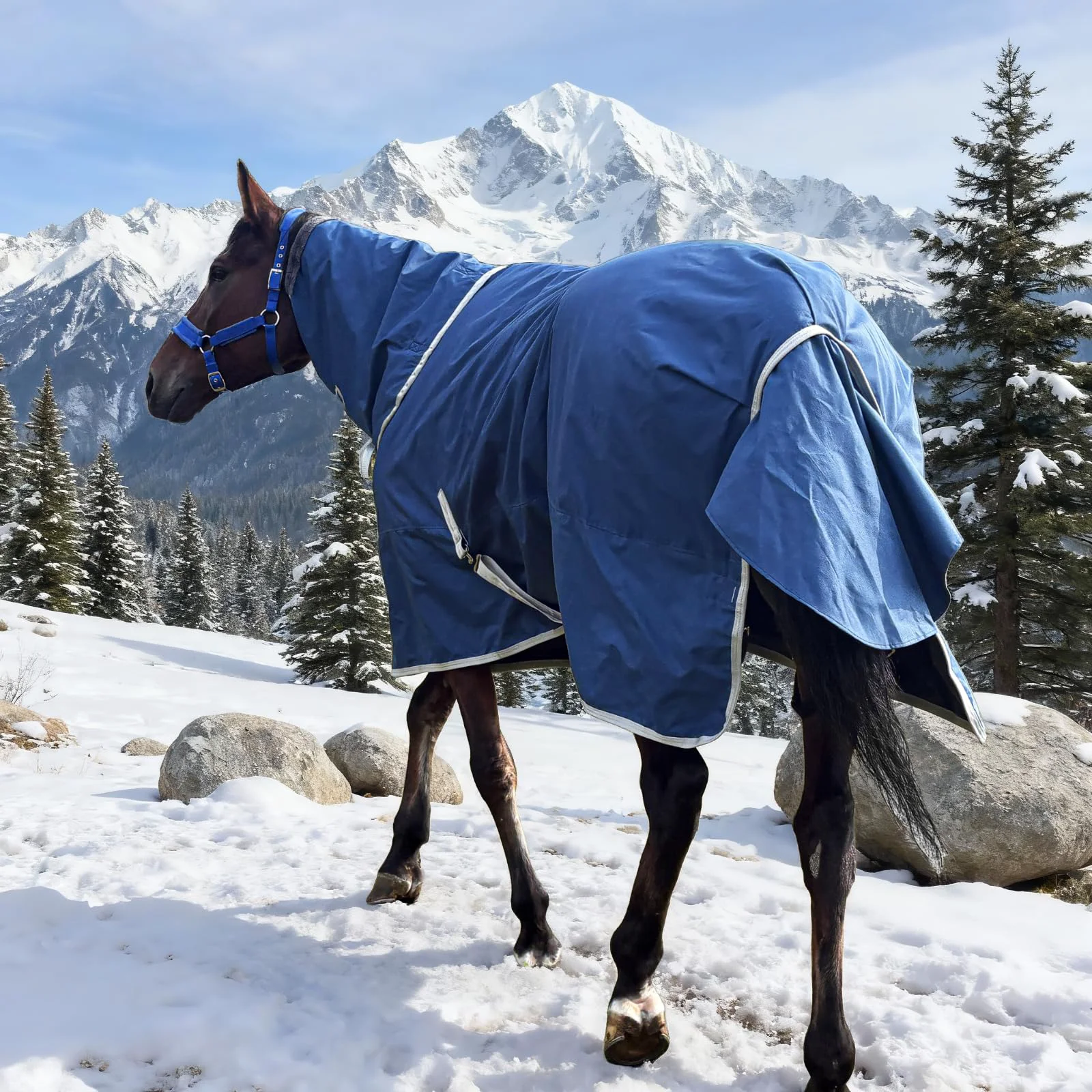 Natural XUANNIAO Winter 1200D Premium Turnout Horse Blanket - Medium Weight Waterproof 78-inch Back Length with Cover Eco-Friendly