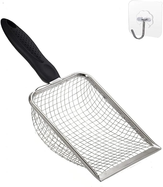 Sustainable Cat Litter Scooper with Holder Sturdy Litter Cleaner Corner Shovel Stainless Prestigious