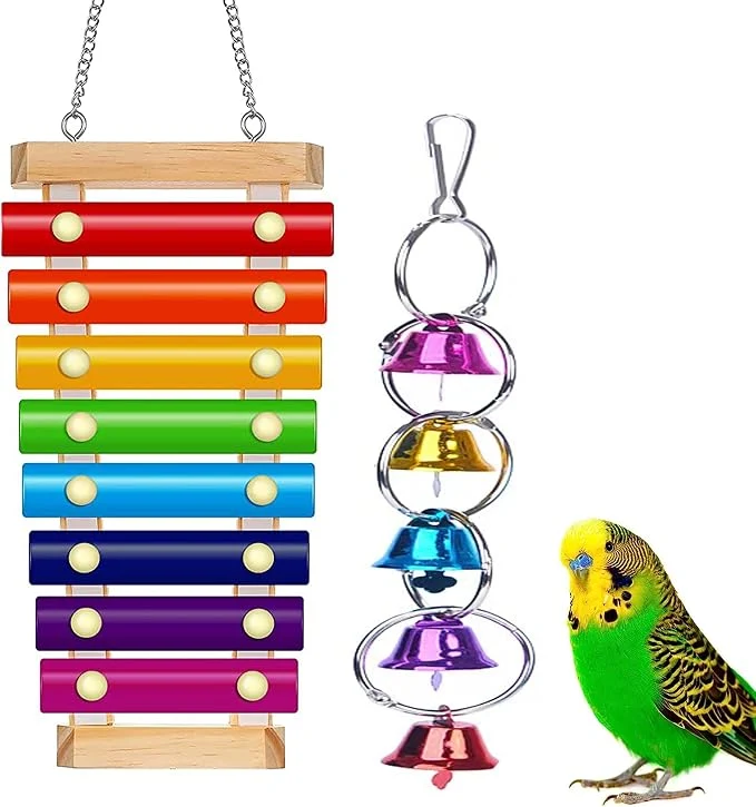 Luxury Colorful Bird Xylophone Toy Interactive Training Toy Bird Cage Bell Toy Outstanding