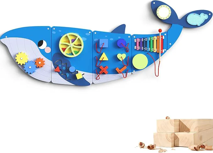Healthy BlueWood Wooden Wall Busy Board Panels Toddler Learning Activity Center Environmentally Friendly