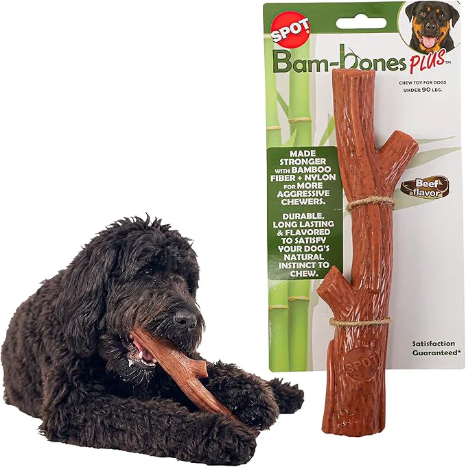 Exceptional SPOT Bam-Bones Plus Branch -Bamboo Fiber Nylon Durable Long Lasting Dog Chew Effective