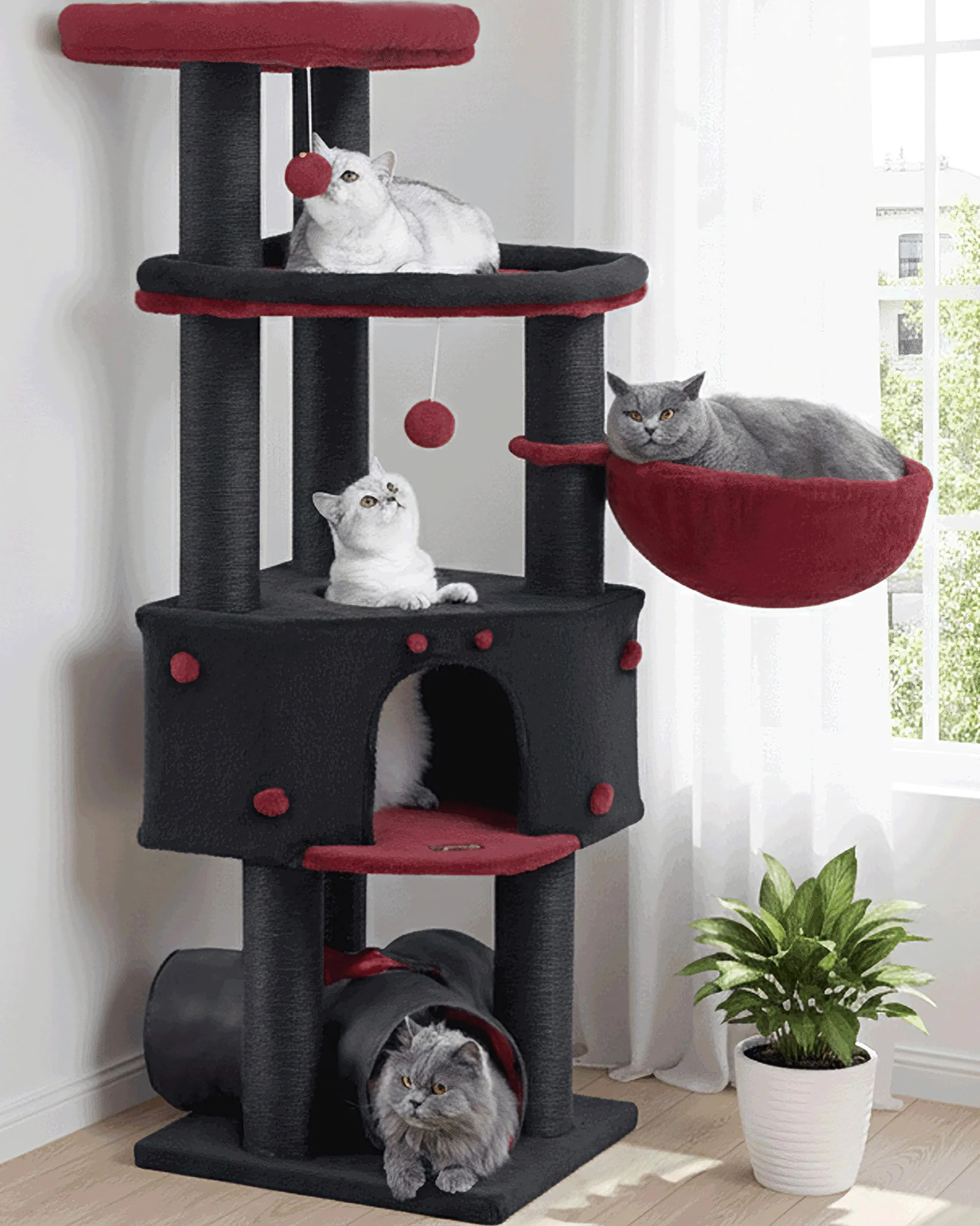 Advanced Feliskyn Cat Tree Tower for Large Indoor Cats 60-Inch XL Heavy-Duty Multi-Level Condo Powerful
