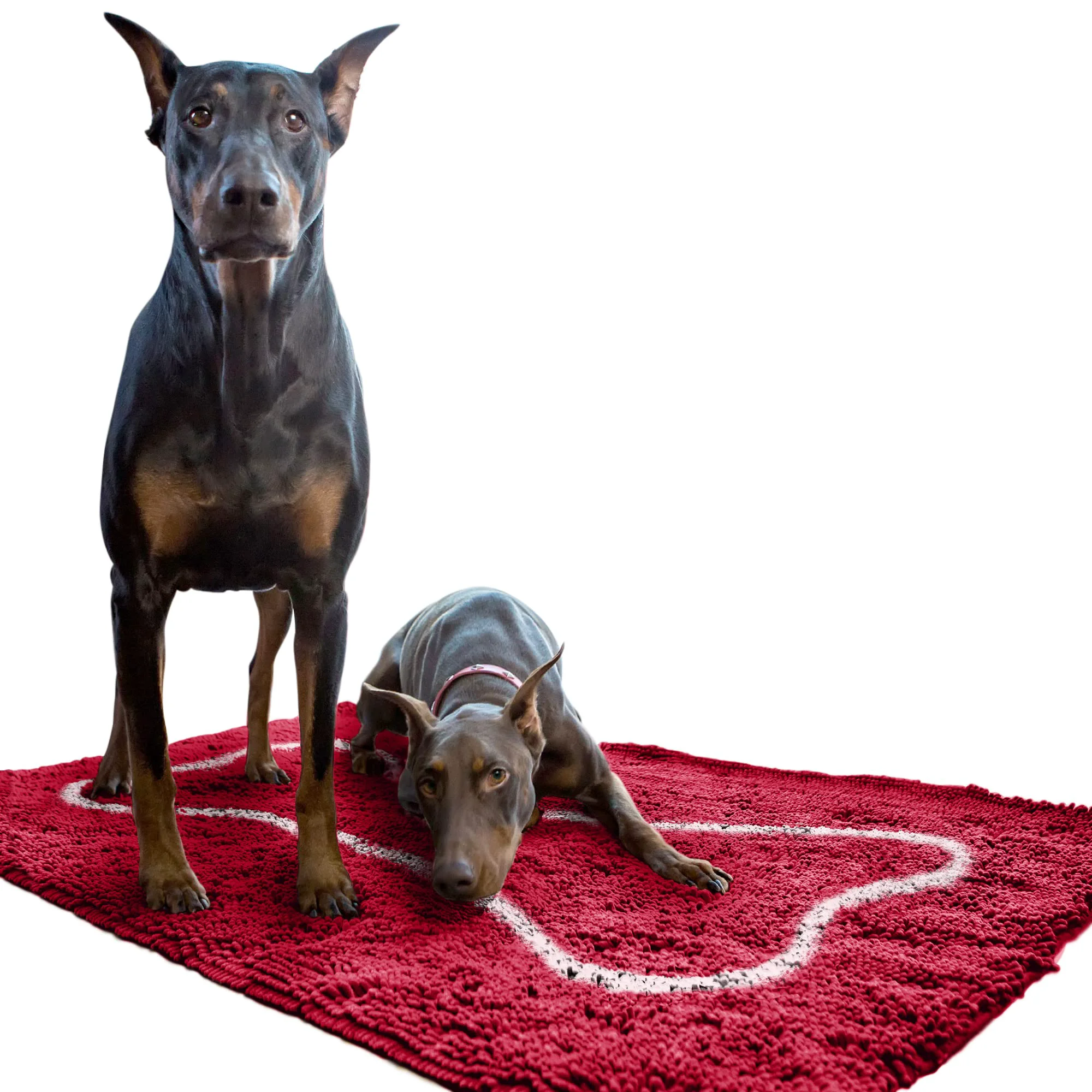 Recyclable Soggy Doggy Doormat with Bone Design – Ultra-Absorbent Microfiber Chenille Non-Slip Machine Washable Cranberry Oatmeal Bone 36x60 Genuine
