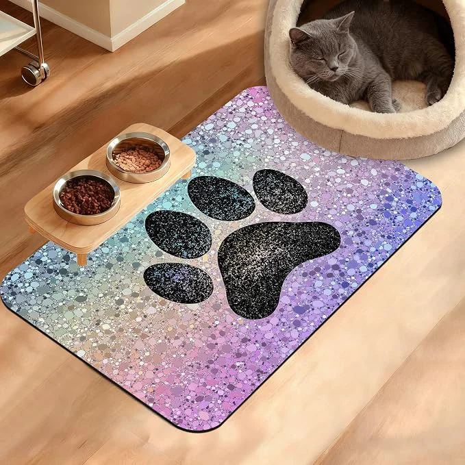 Authentic Pet Feeding Mat Dog Paw Absorbent Dog Cat Food Mat Dog Mat Natural