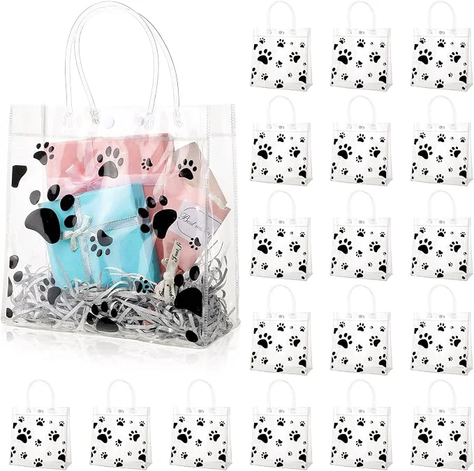 Responsible Teling 20 Packs Dog Paw Clear PVC Gift Bags Enhanced