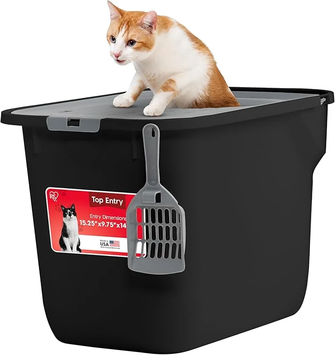 Smooth IRIS USA Cat Litter Box Large Cat Box Enclosure Top Entry Traditional
