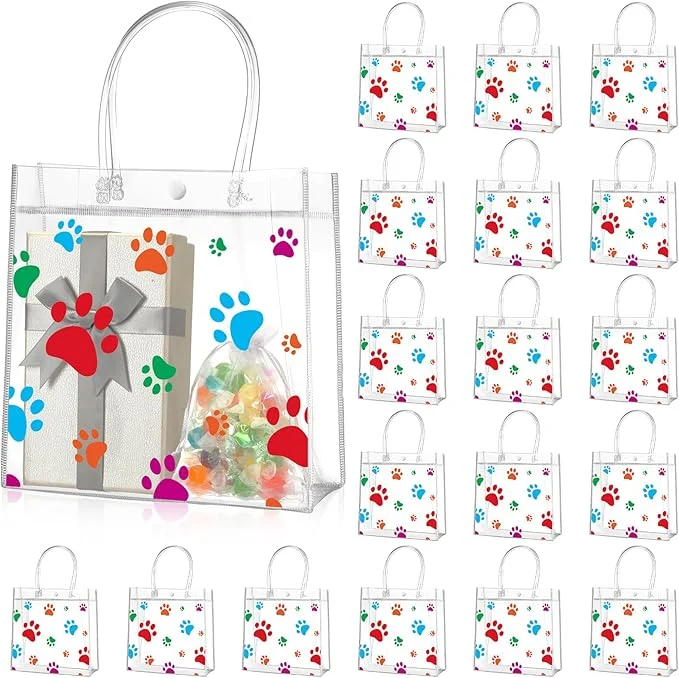 Fine Crafted Teling 20 Packs Dog Paw Clear PVC Gift Bags First-Class