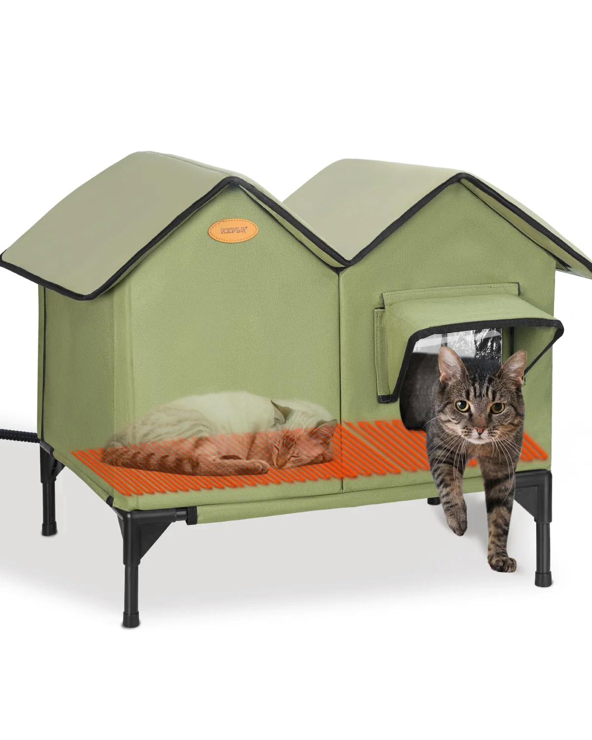 Durable HXPLN Heated Cat House for Outdoor Winter – Insulated Weatherproof Shelter for 2–3 Cats Safe