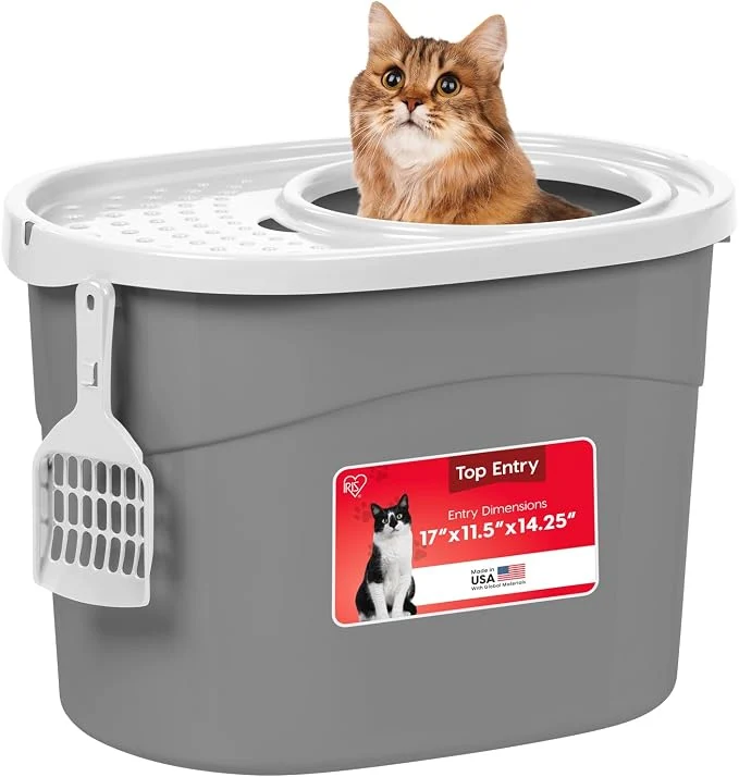 Secure IRIS USA Top Entry Cat Litter Box Large Enclosed Prestigious