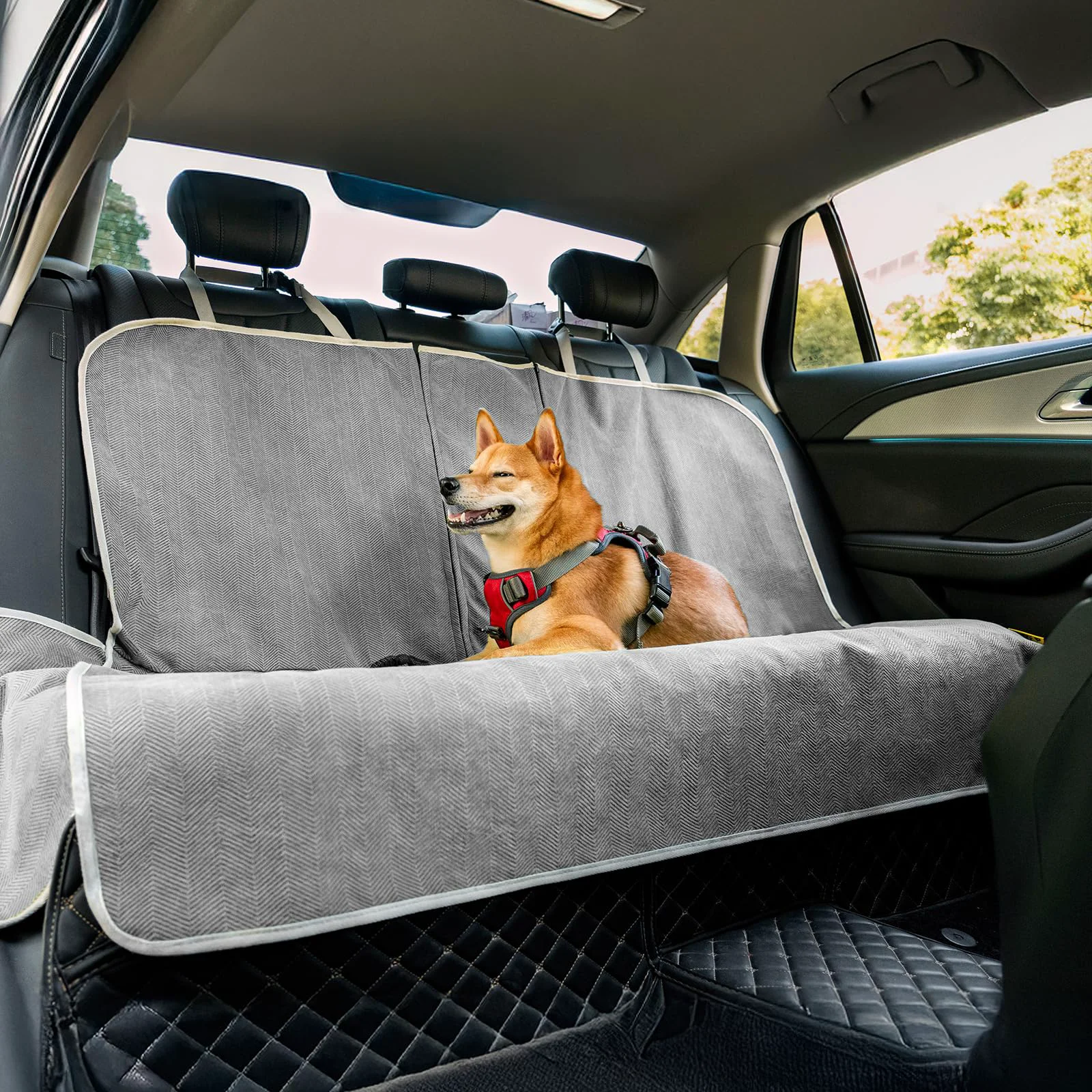 Classic FUNNY FUZZY Dog Car Seat Cover — Waterproof Scratchproof Non-Slip Back Seat Protector Soft
