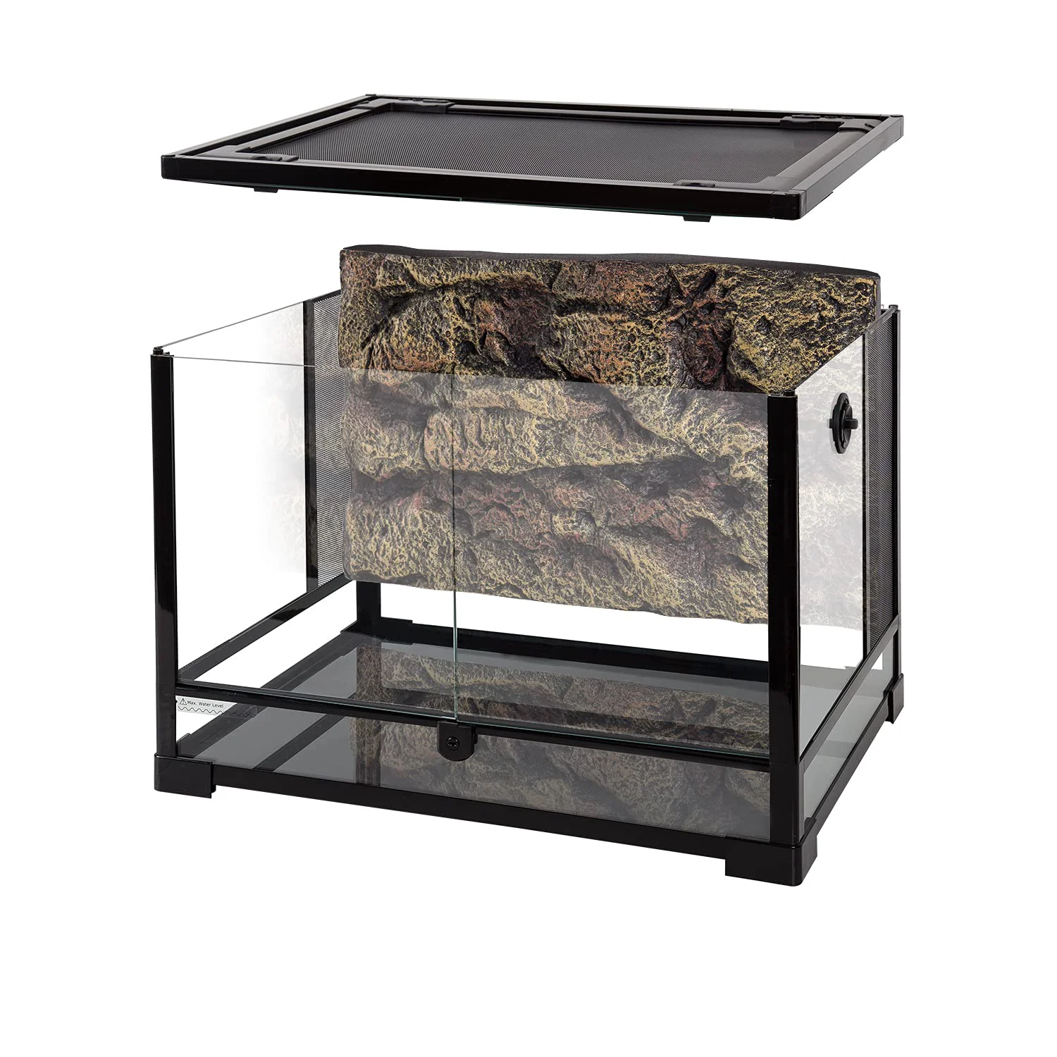 High-Quality REPTI ZOO 34 Gallon Glass Reptile Terrarium — Double Hinge Doors Foam Backgrounds Ventilated Top Proven