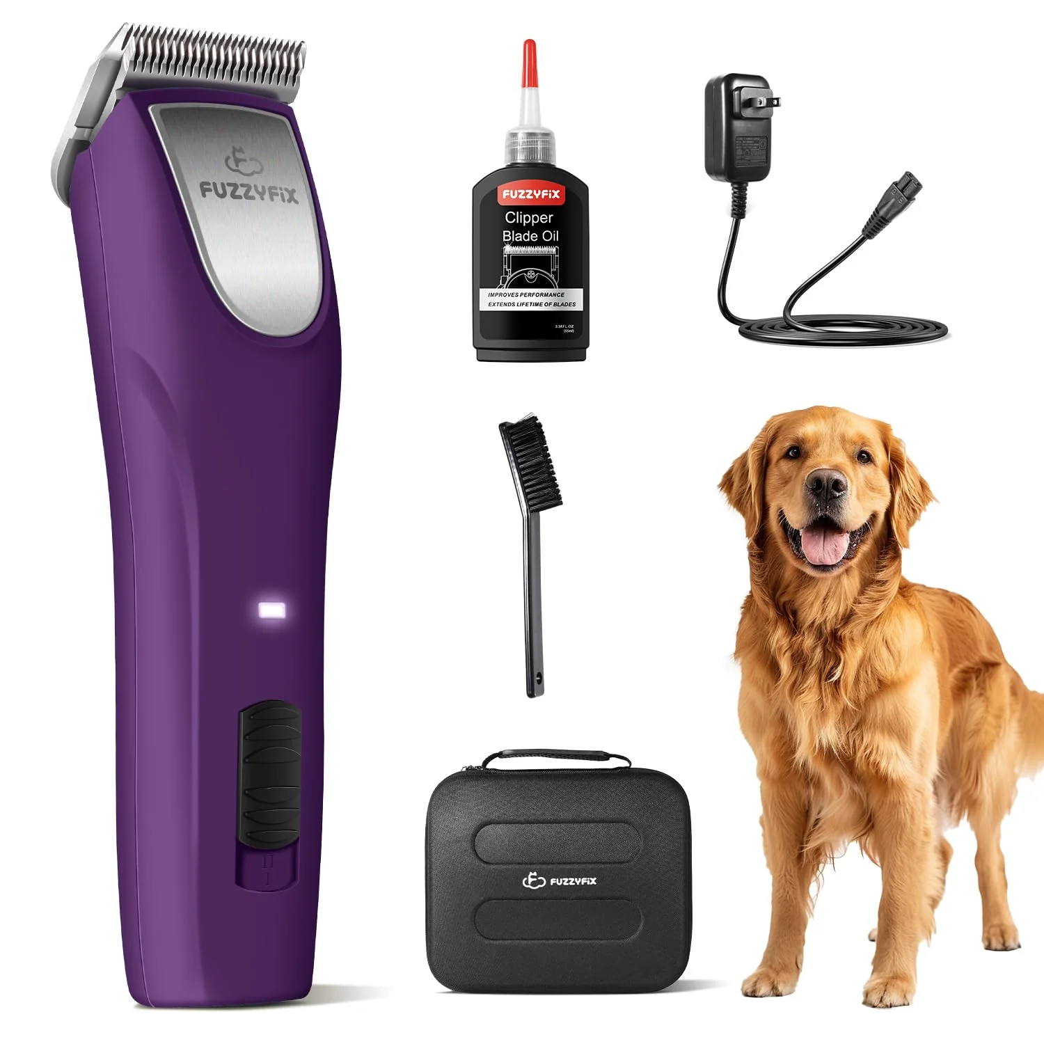 Artisan FuzzyFix Professional Dog Clippers – 2-Speed Detachable Blades Low-Noise Grooming Kit Soft